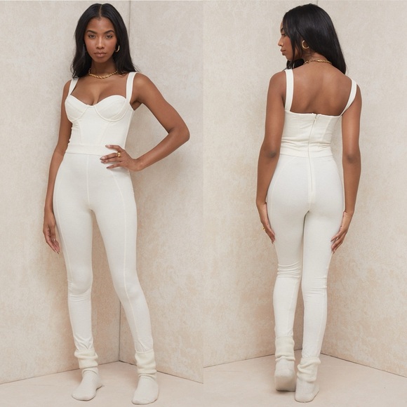 HOUSE OF CB 'Mallen whisper stretch white jersey jumpsuit Soft Loungewear NWOT‎ - Picture 4 of 12